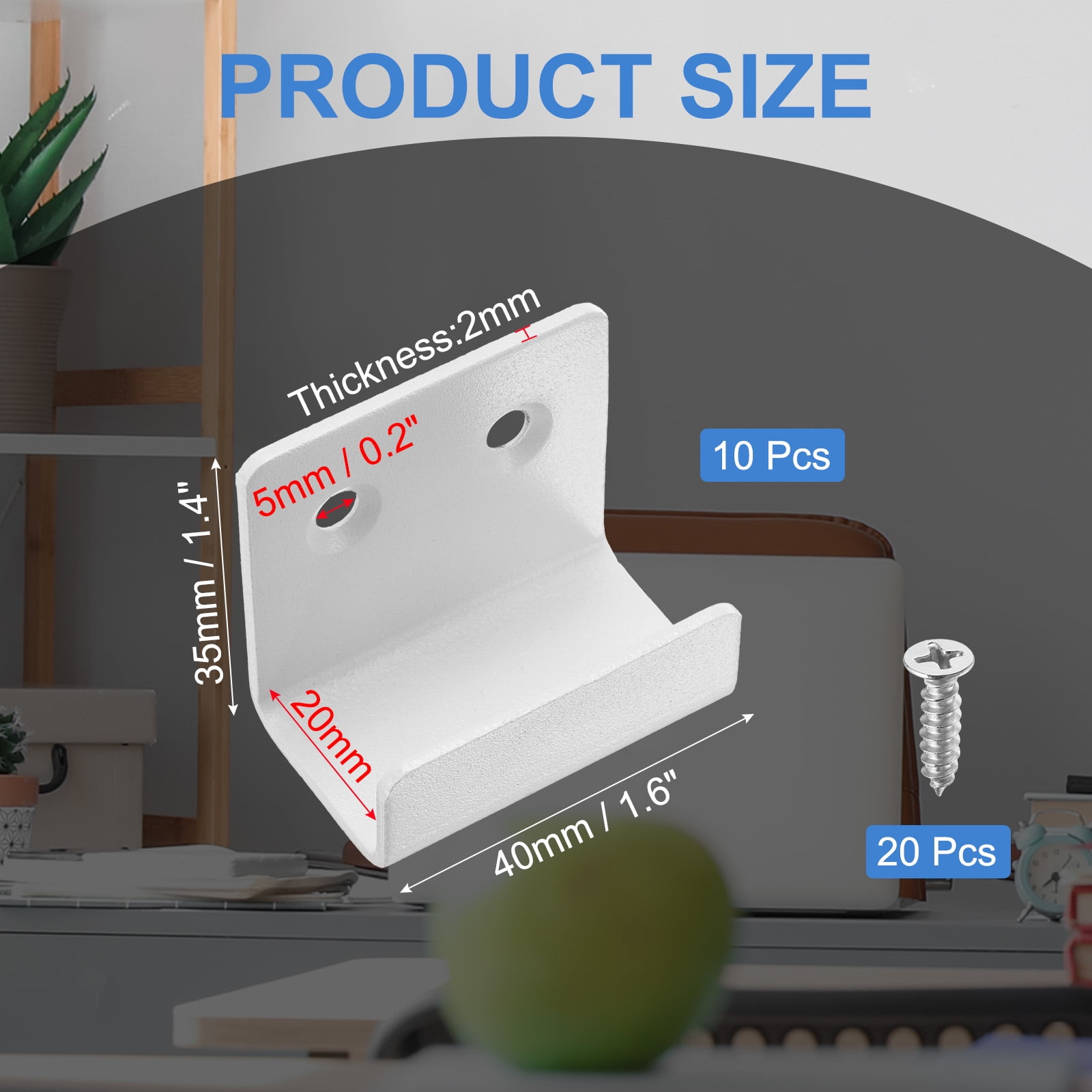 Uxcell 10 Pcs Stainless Steel Tile Hanger Tile Display Bracket White Inner Width 0.79"