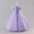 thumbnail image 2 of IBTOM CASTLE Girls Formal Dress Kids Party Wedding Party Birthday Princess Dresses Ball Gown Daughter Dance Dresses Sparkly Round Neck Lace Tiered Tulle Flower Girl Dress 7-8 Years Purple, 2 of 7
