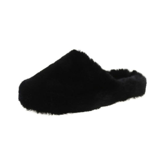 Xfvqtps Fuzzy Slippers for Women Fluffy Fake Fur Close Toe Soft Sole Slide House Slippers for Indoor Bedroom Warm Furry Slipper for Winter Fall Black