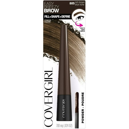 COVERGIRL Easy Breezy Brow Fill + Shape + Define Powder Eyebrow Makeup, Rich (Best Drugstore Eyebrow Powder)