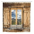 thumbnail image 1 of Cortina De Ducha ABPHQTO Reflejos De Verano Fachada Refugio De Montaña Marrón Alpino 150x180 cm, 1 of 1