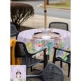 thumbnail image 4 of Outdoor Tablecloth with Umbrella Hole and Zipper, Easter Bunny Square Table Cloth 60x60 Inch Waterproof Tablecloth, Colorful Eggs Cute Rabbit Purple Wooden Plank Picnic Table Cover for Patio Camping, 4 of 7
