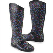 Women's Matte Floral Riding Rain Boots