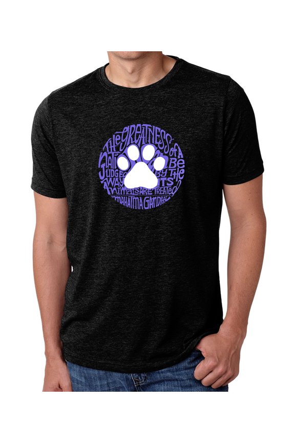 Men's Premium Blend Word Art T-shirt - Gandhi's Quote on Animal Treatment