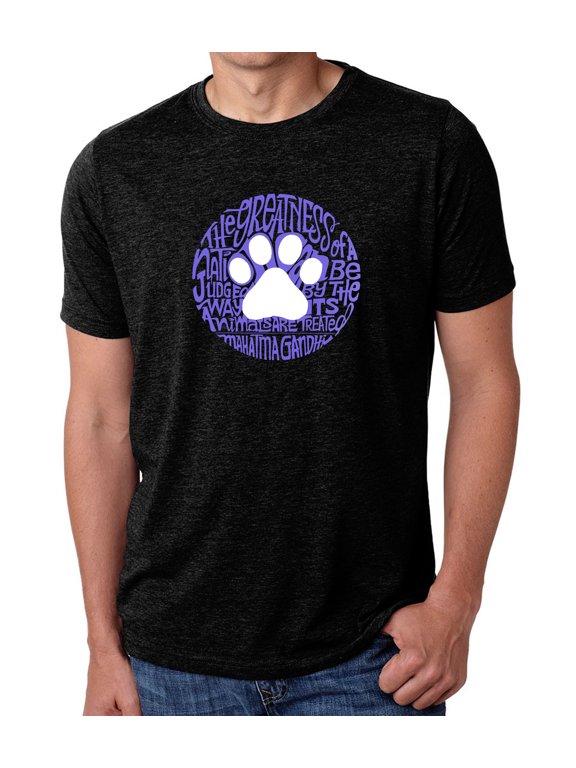Men's Premium Blend Word Art T-shirt - Gandhi's Quote on Animal Treatment
