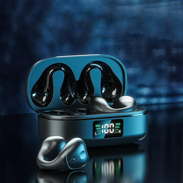 Pisexur Electronics - Audífonos inalámbricos de conducción esquelética con clip para la oreja para hombre, Bluetooth 5.3, impermeables, abiertos, ideales para correr, practicar deportes, ciclismo, co