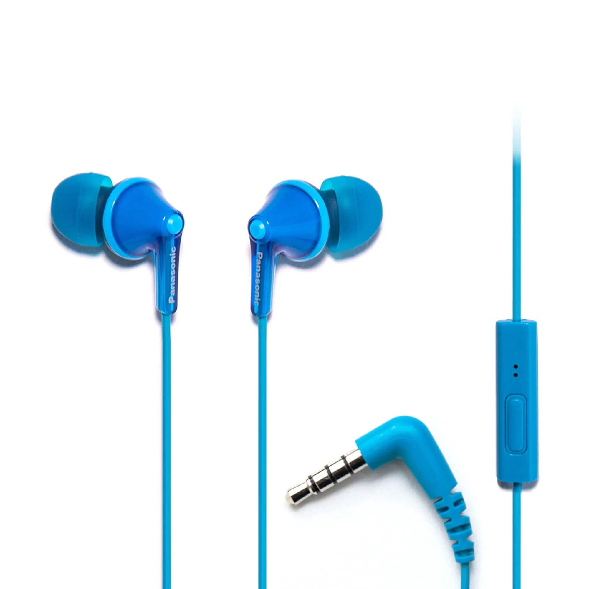 Panasonic ErgoFit Wired Earbuds, in-Ear Headphones with Microphone and Call Controller, Ergonomic Custom-Fit Earpieces (S/M/L), 3.5mm Jack for Phones
