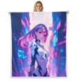 thumbnail image 1 of Ai Girl Throw Blanket Cyber Retrofuturism Fleece Blanket For Sci-Fi Fans Virtual Reality Robot Theme Fuzzy Blanket For Bedroom, Cool Girl Anime Blanket Throw Size, 1 of 7