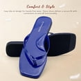thumbnail image 3 of Womens Square Flip Flops, Patent Leather Flat Sandals with Memory Foam Insole, Non-Slip Lightweight Minimalist Open Toe Summer Vacation Dressy Beach Essentials Slippers, 3 of 7
