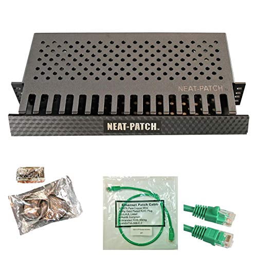 Neat Patch MINI 1U Kit de Gestion de Câbles à Profil Bas - 2 Packs avec 48 Câbles de Raccordement cAT6 (1FT green)