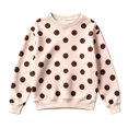 thumbnail image 4 of Girls Contrast Polka Dot Print Crewneck Sweatshirt, Long Sleeve Loose Pullover Top for Big Kids, Cute Classic Dotted Casual Sweatshirt Daily School Wear(Pink,6-7 Years), 4 of 4