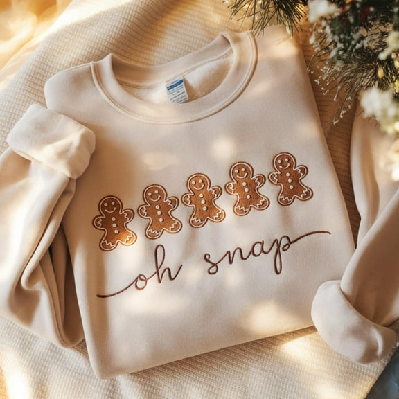 Embroidered Christmas Gingerbread Cookies Shirt : Festive Holiday Outfit, Womens Xmas Graphic Tee, Gingerbread Christmas Sweatshirt Crewneck