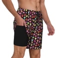 thumbnail image 2 of Yiaed Colourfull Owl Print Mens Swim Trunks Bathing Suit Compression Liner Beach Swim Shorts Swimwear Quick Dry Zipper Pocket No-Chafing Board Short-, 2 of 6