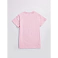 thumbnail image 2 of Camiseta de manga corta con cuello redondo, informal y cómoda para niña, con estampado gráfico de círculos de lápiz creativo, para uso diario y al aire libre., 2 of 6