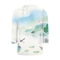 thumbnail image 5 of AGWOLF 3/4 Sleeve Womens Tops Loose Fit V Neck Pullover Vintage Novelty Graphic Tunic Dressy Casual Blouses for Women Multicolor S, 5 of 8