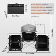 VEVOR Camping Kitchen Table Portable Outdoor Cooking Table Folding Camping Table, Adjustable Heights, Ideal for Outdoor Picnics, BBQs, Camping, RV Traveling, Black