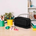 thumbnail image 5 of Kingswick Large Capacity Pencil Case 4 Compartments, Pencil Case with Zipper Portable Handle (Black), 5 of 6