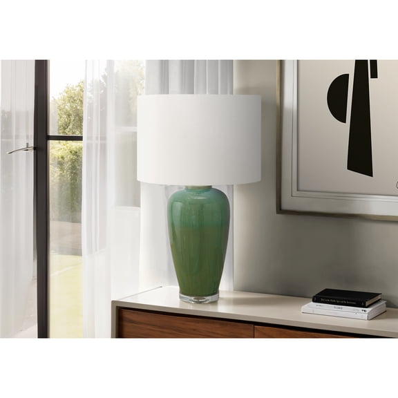 Lighting - 29"H - Table Lamp - Green Ceramic - Ivory Cream Shade - Contemporary