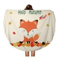 thumbnail image 1 of JSDART 60 inch Round Beach Towel Blanket Colorful Hello Autumn Cute Fox Spring Acorn Baby Travel Circle Circular Towels Mat Tapestry Beach Throw, 1 of 2
