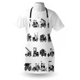 thumbnail image 4 of Cartoon Apron, Heavy Machinery and Vehicles of Construction Mining Site Drawn in Black on White, Unisex Kitchen Bib with Adjustable Neck for Cooking Gardening, Adult Size, White Black, by Ambesonne, 4 of 4