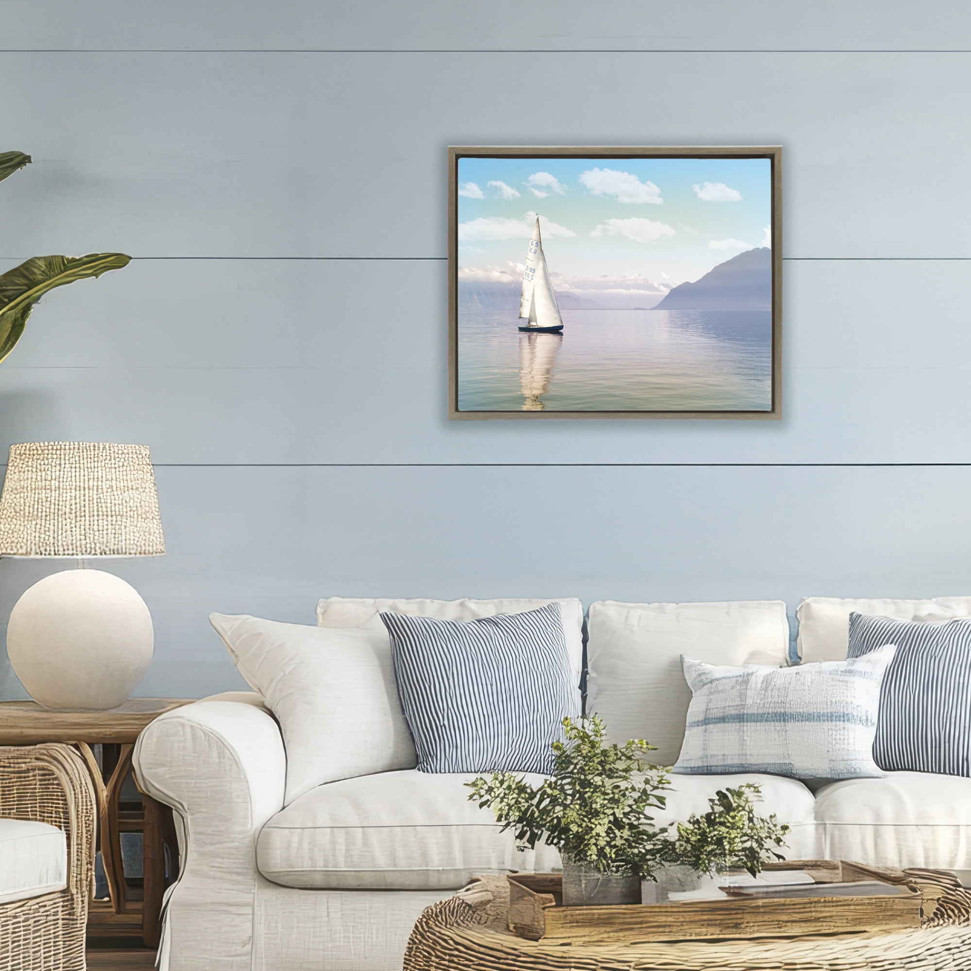 Stupell Industries Ocean Sails Lounging Brown Framed Floater Canvas Wall Art, design by Marcus Prime