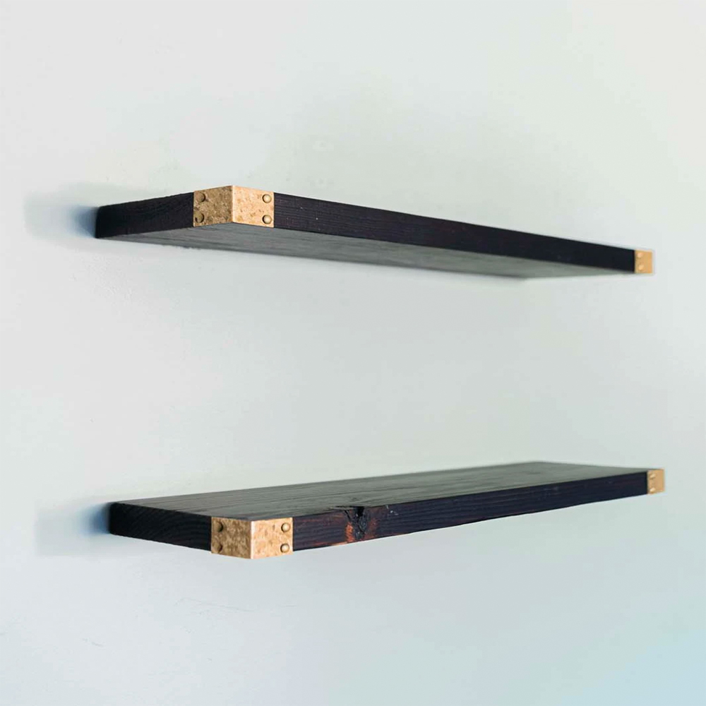 Willow & Grace Rustic Wood Floating Shelves, Dark Walnut, 36", (Set of