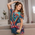 thumbnail image 3 of Easygdp Romantic Flamingo Pair Camisón de manga corta para mujer, informal, estampado, 3 of 6