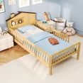 thumbnail image 2 of Gymax Twin Size Kids Bed Solid Wood Platform Bed w/ Under-bed Storage & Storage Cube Natural, 2 of 10
