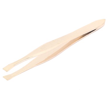 Unique Bargains Handy Gold Tone Eyebrow Tweezers Hair Trimmer Shaper Flat Tip