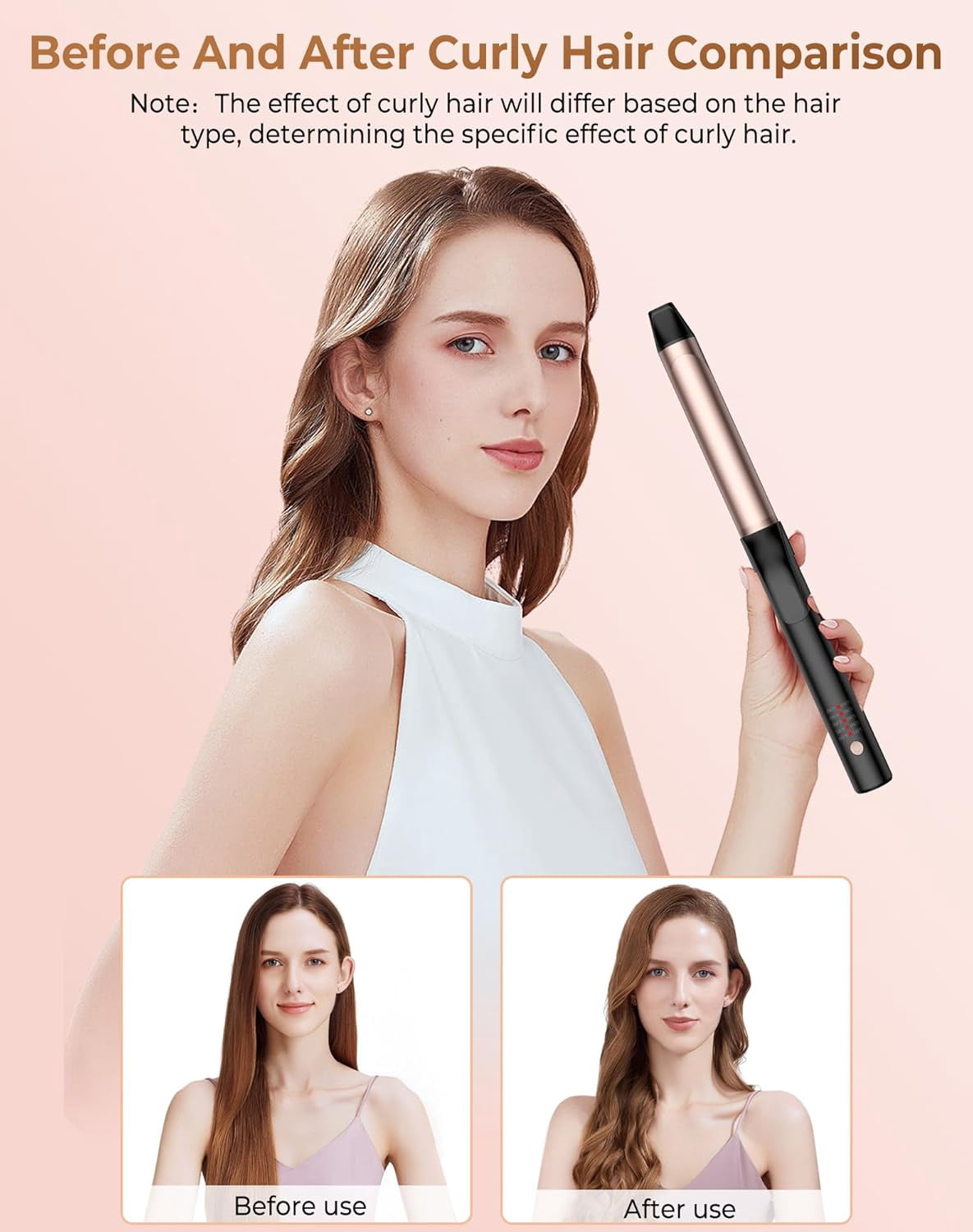 Scheri Rotating Curling Iron, Hair Curler Automatic Rotating, 30s Rapid Heating Automatic Curling Iron, Dual Voltage 110-240V, Time Saving Self Curling Hair Curler for Short Long Hair