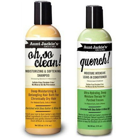 Aunt Jackie's Oh so Clean! Shampoo & Quench Leave-in Conditioner 12 Oz Each