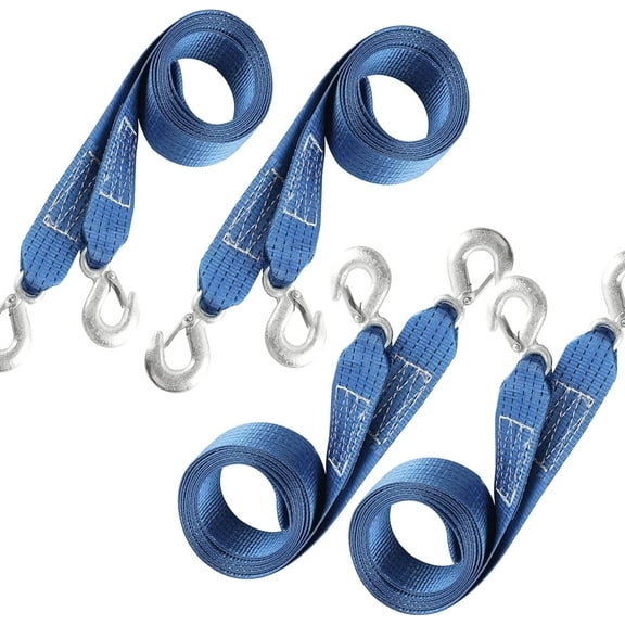 Nylon Tow Strap with Hooks, 2Inch x 13Ft Recovery Rope 10,000LB Heavy Duty Towing Rope for Towing Vehicles in Roadside Emergency,Truck Boat,Roadside Emergency Car Kit,Blue (4PACK)