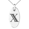 thumbnail image 1 of Stainless Steel Letter X Initial Metro Retro Monogram Engraved Small Oval Charm Pendant Necklace, 1 of 1