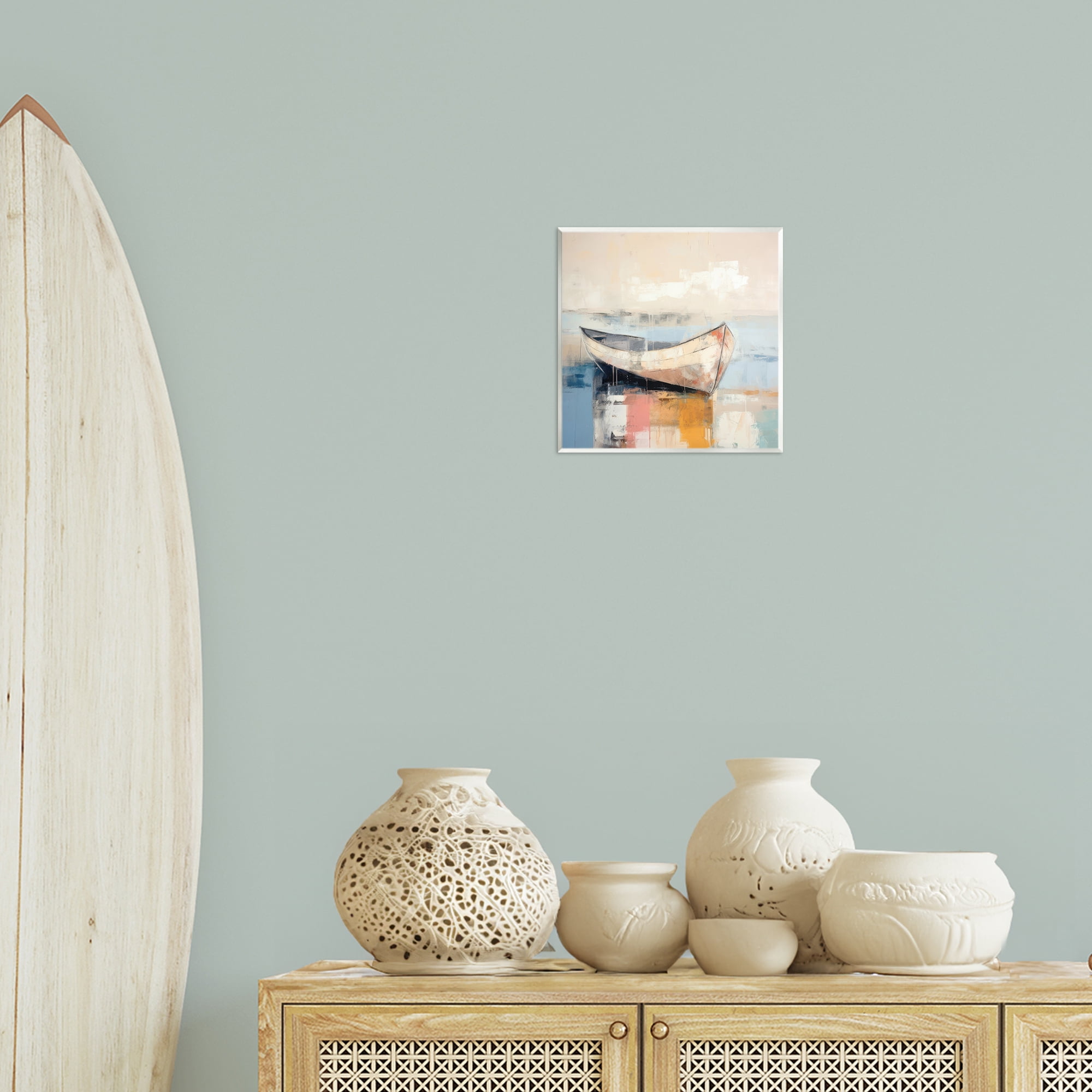 Stupell Industries Charming Coastal Boat Nautical & Beach Painting Unframed Art Print Wall Art, 12 x 12
