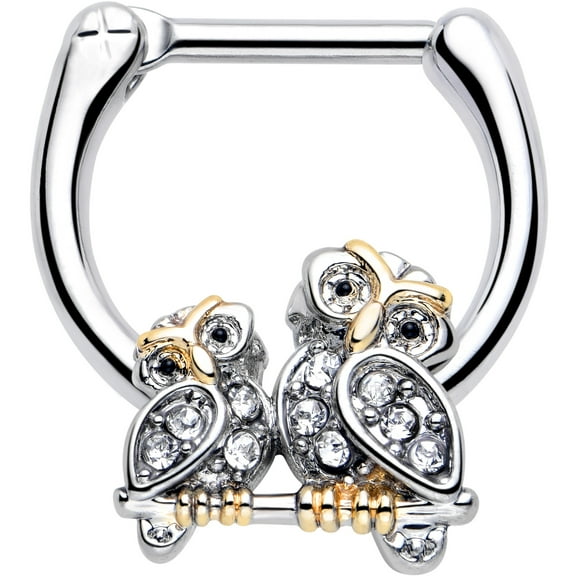 Body Candy 16 Gauge 5/16 Clear Gem Evening Owls Cartilage Clicker Stainless Steel for Women