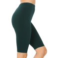 thumbnail image 1 of Zenana Women Ladies Mid Thigh Stretch Cotton High Waist Active Bermuda Biker Short Leggings Hunter Green Medium, 1 of 1