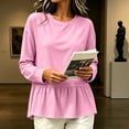 thumbnail image 4 of Lmnyox Women's Sweatshirts Crew Neck Solid Color Peplum Long Sleeve Pullover Fall Fashion Sweatshirts, 4 of 6