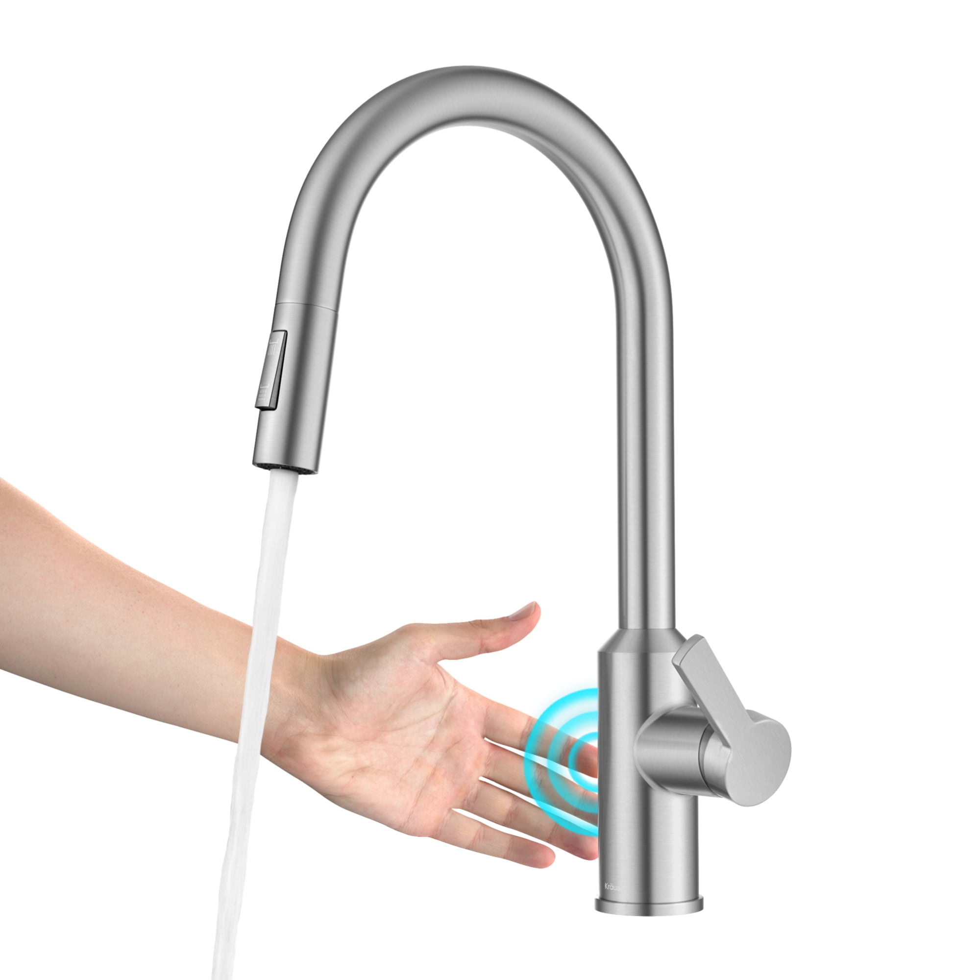 KRAUS Oletto Touchless Sensor Pull-Down Single Handle Kitchen Faucet in Spot-Free Stainless Steel