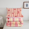 thumbnail image 5 of Manfei Pink Bowknot Lines Twin Comforter Sets,Cute Bow Bedding Set,Pink Reversible,2pcs,1 Comforter and 1 Pillowcase, 5 of 7
