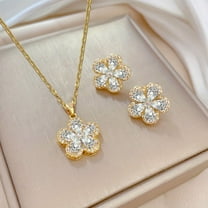 Censtreet Flower Pendant Necklaces for Women Crystals Dainty Necklace Earring Set Gold Pendant Necklace Anniversary Birthday Valentines Gift for Her Mother Wife Christmas Birthday