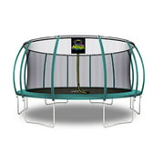 Moxie™ Pumpkin-Shaped Outdoor Trampoline Set with Premium Top-Ring Frame Safety Enclosure, 16 FT - Dark Green