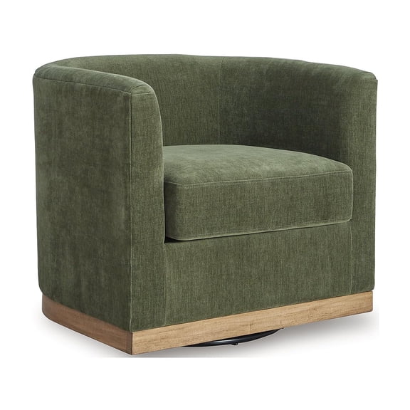 Bowery Hill Contemporary Polyester Green Swivel Chair with Attached Cushions