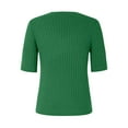 thumbnail image 4 of Women's Summer Sweater Short Sleeve V-Neck Breathable Cotton Pullover Soft Lightweight Knit Blouse Green XXL, 4 of 4