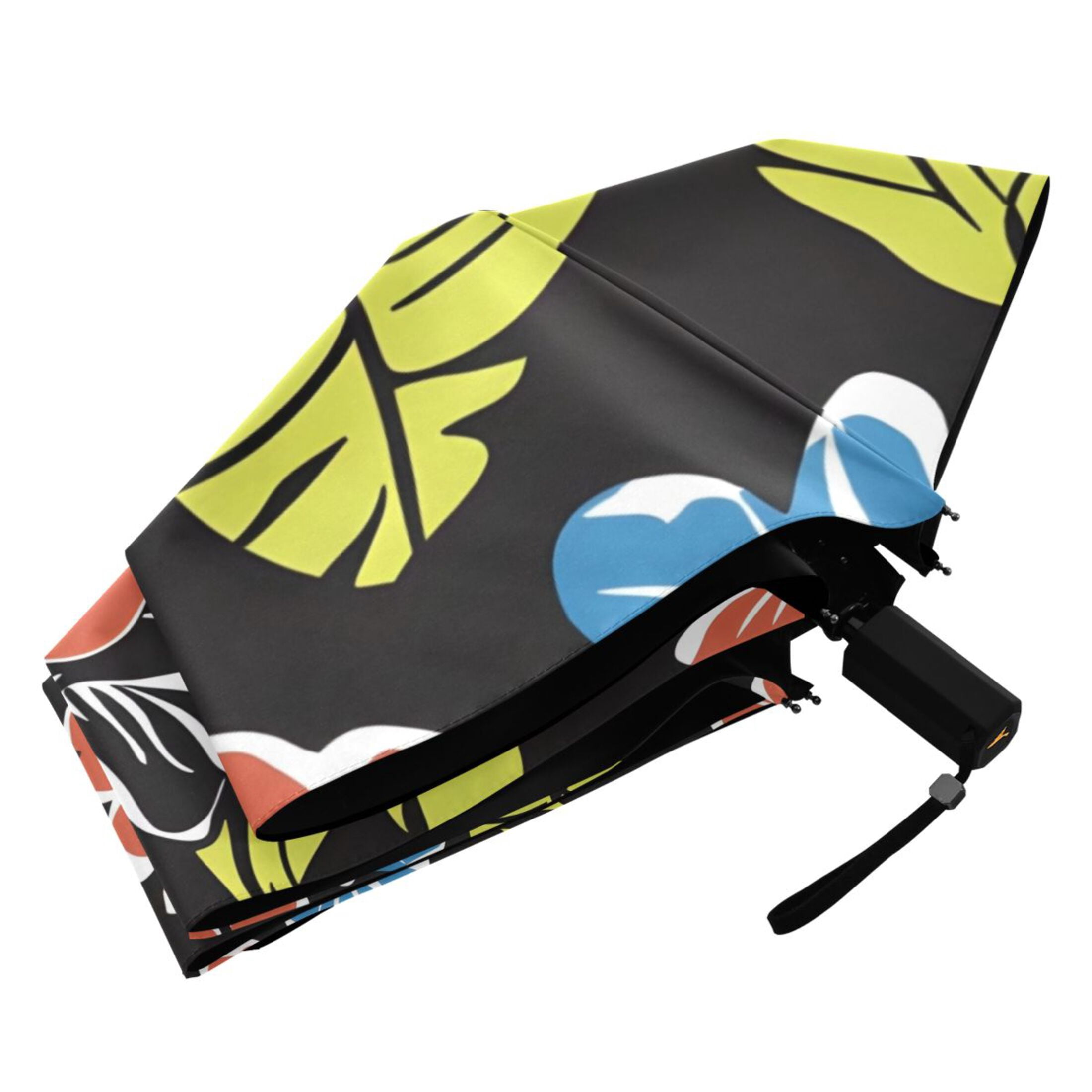 ALAZA Elegant Tropical Flower-t7 UPF 50+ Compact Folding Umbrella for Rain Travel Umbrella Packable
