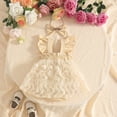 thumbnail image 3 of Wxirdiow Infant Rompers Baby Girl Romper Clothes Infant Sleeveless Bodysuit Tulle Dress Toddler Summer Jumpsuit Outfits with Headband Beige Size,6-12 Months, 3 of 7