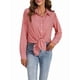 thumbnail image 3 of Camisas de Mujer con Botones, Casuales, de Larga, A Cuadros, con Estampados, Blusas Holgadas con Cuello A . Rojo M, 3 of 10