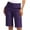 Dark Blue1, variant on Dgankt Shorts for Women Summer Plus Size High Elastic Waisted Knee Length Straight Leg Bermuda Short with Pockets,Sizes S-5XL