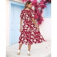 thumbnail image 3 of Vestido de verano AUSELILY para mujer, cuello en V, manga corta, flor roja, 3 of 6