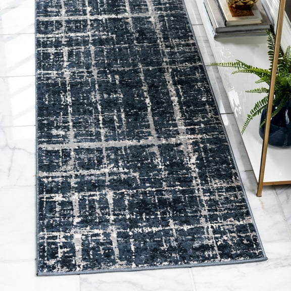Jill Zarin Uptown Collection Area Rug - Lexington Avenue (2' 7" x 13' 11" Runner Navy Blue/Beige)