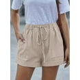 thumbnail image 3 of New Models Drawstring Elastic Waist Shorts, Casual Comfortable Shorts With Pockets For Summer, Women's Clothing, 3 of 5